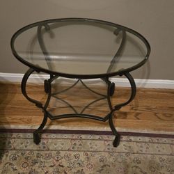 Pier I imports Glass And Bronze Side Table