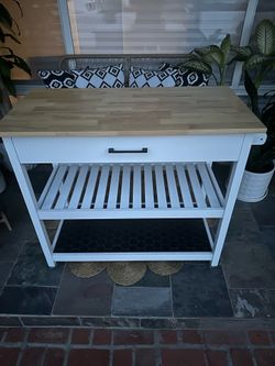 Kitchen Island Cart with Bamboo Tabletop