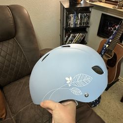 Blue bicycle helmet