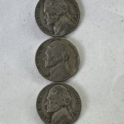 Céntavos Nickels 1943, 1945, 1947 – War Nickels ¡35% Plata! 💎 