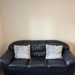 Navy Blue Leather Couch