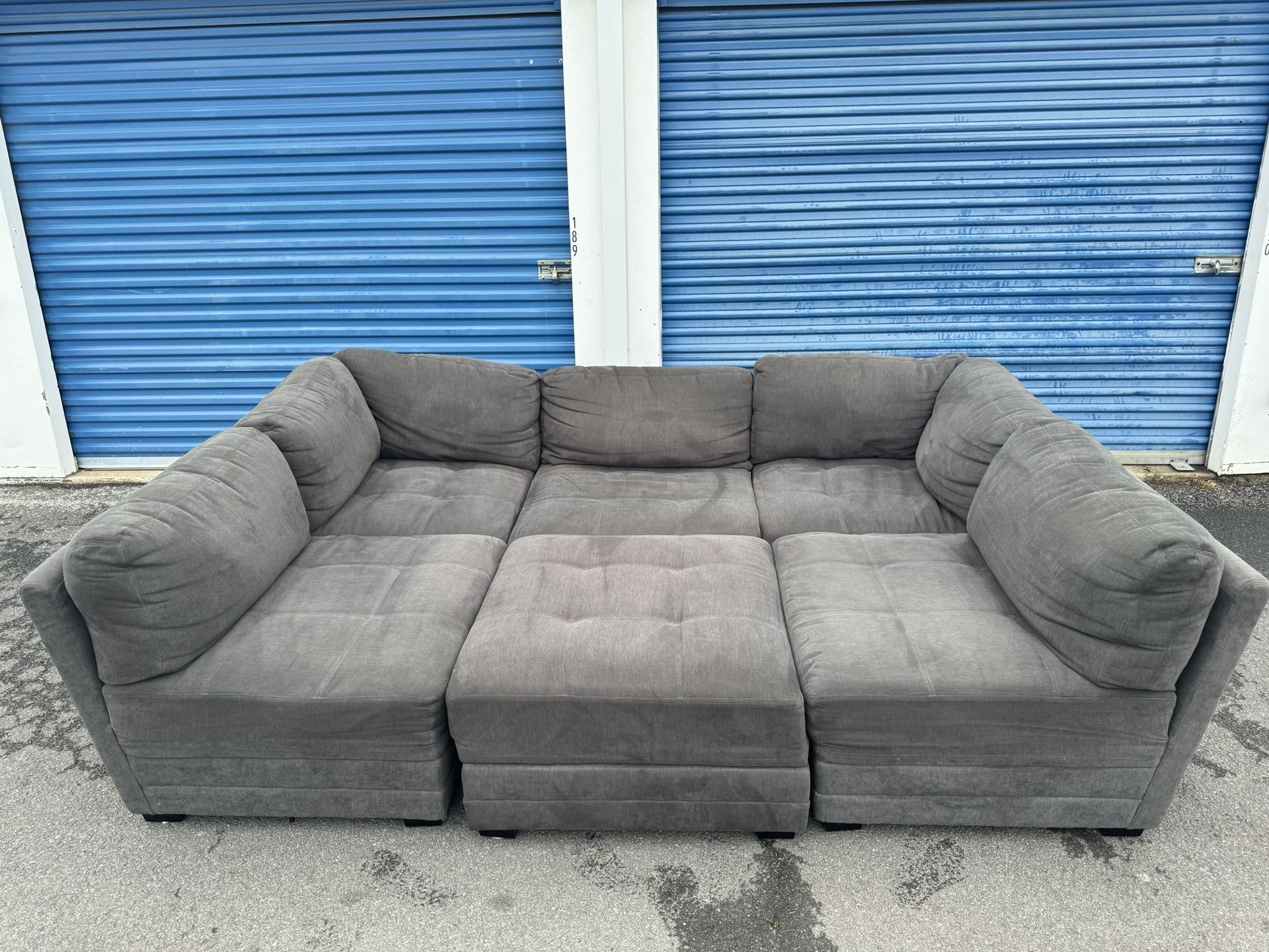 gray 6 piece modular sectional with storage ottoman FREE DELIVERY!