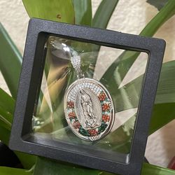 Women’s 925 Sterling Silver Pendant Virgen De Guadalupe 