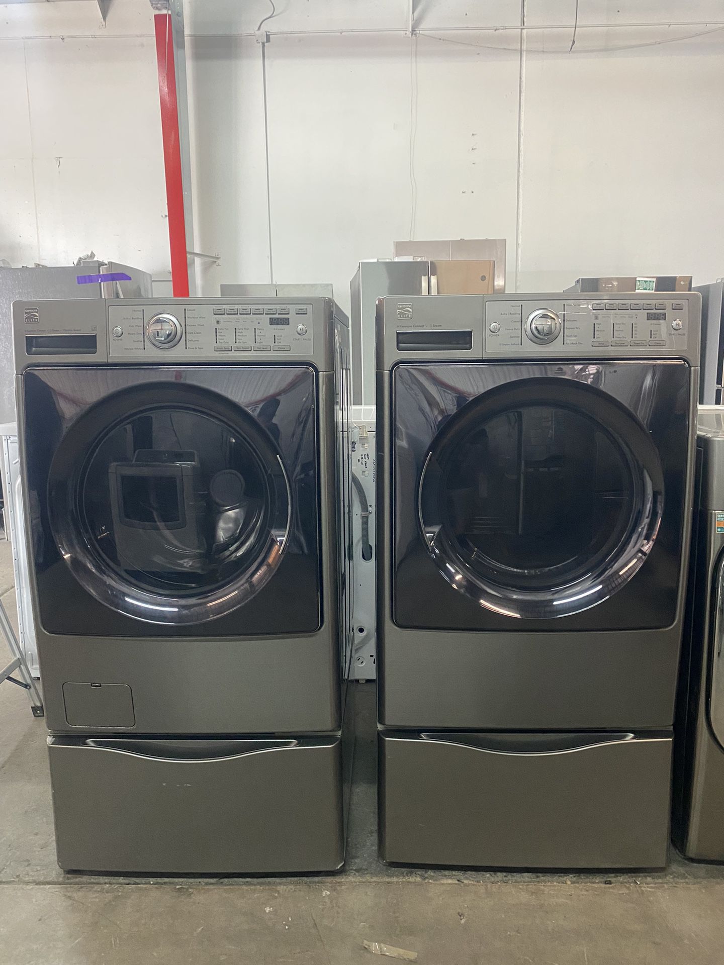 Kenmore elite front loader, washer, and dryer