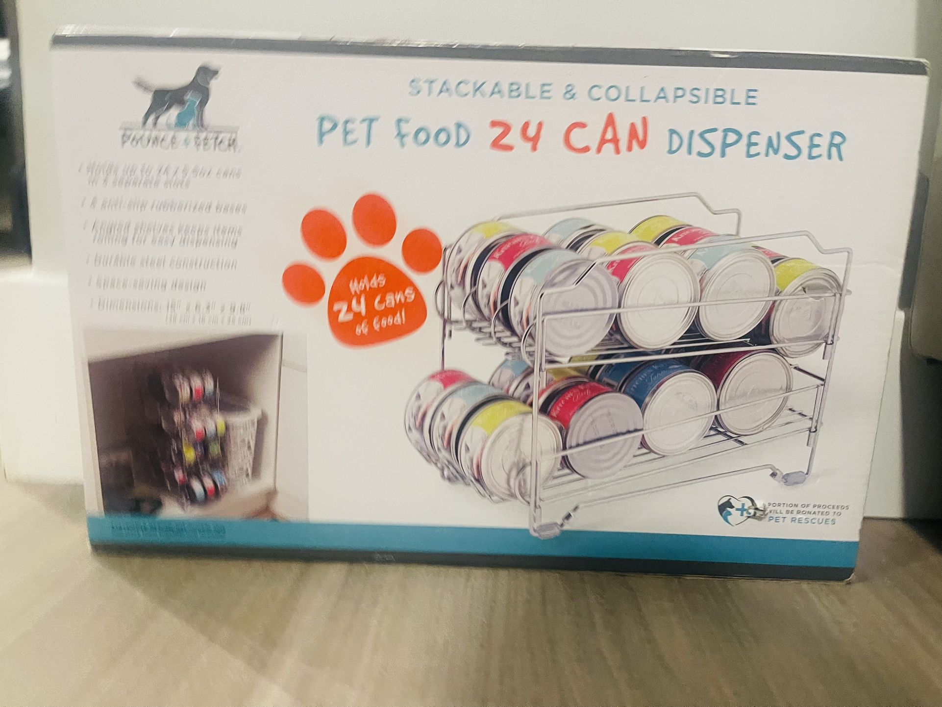 Pounce + Fetch Pet Food 24 Can Dispenser – Stackable & Collapsible