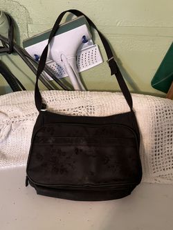Black Floral Shoulder Bag - $8