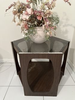 Glass octagon side table  