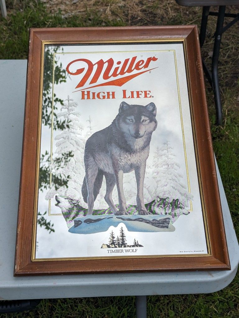 Vintage Miller High Life - Timber Wolf - Framed Mirror