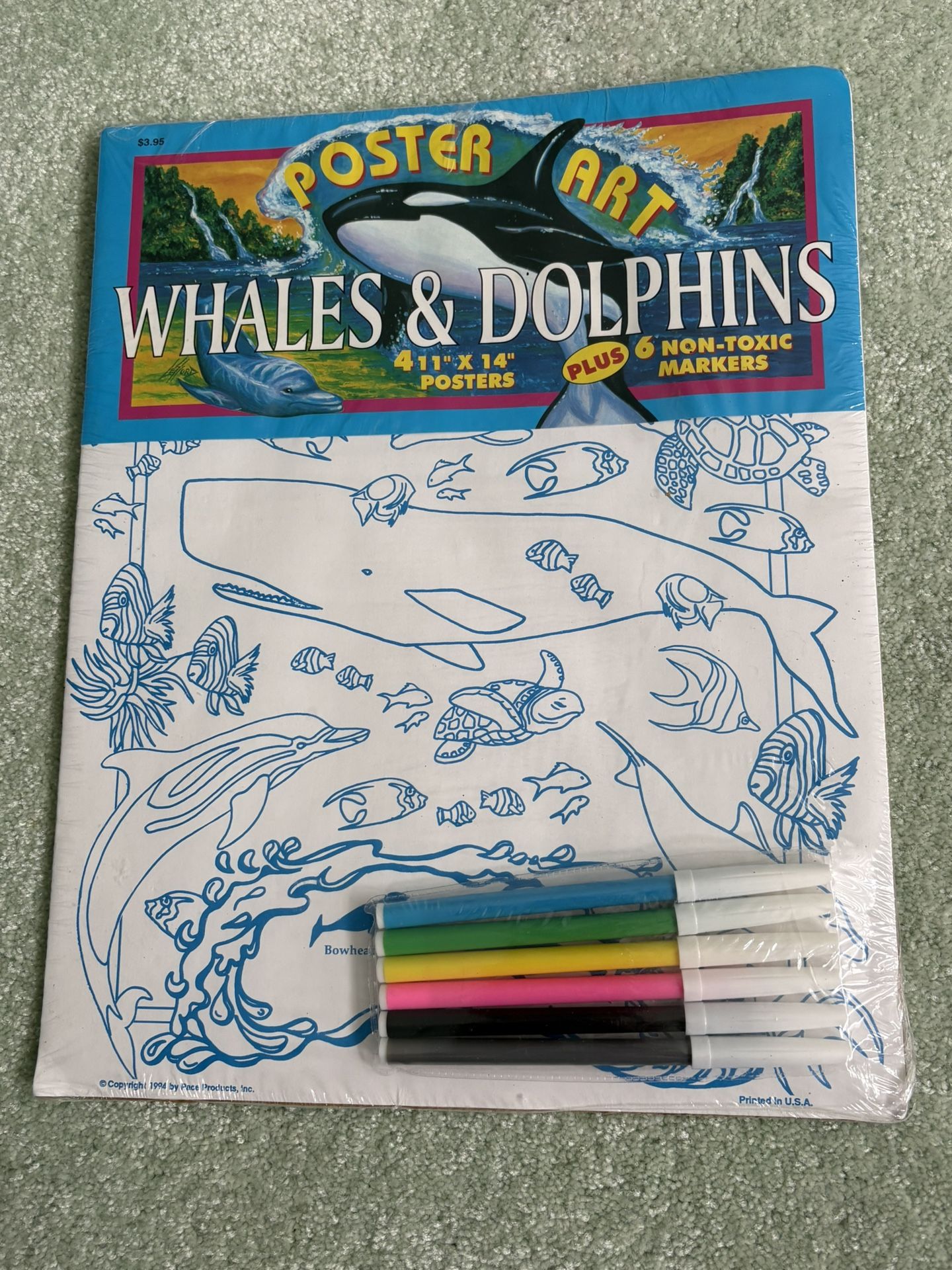 1994 Poster Art Whales And Dolphins 4 Posters, Plus 6 Nontoxic Markers