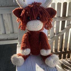 Handmade Crochet Highland Cow Plush Toy