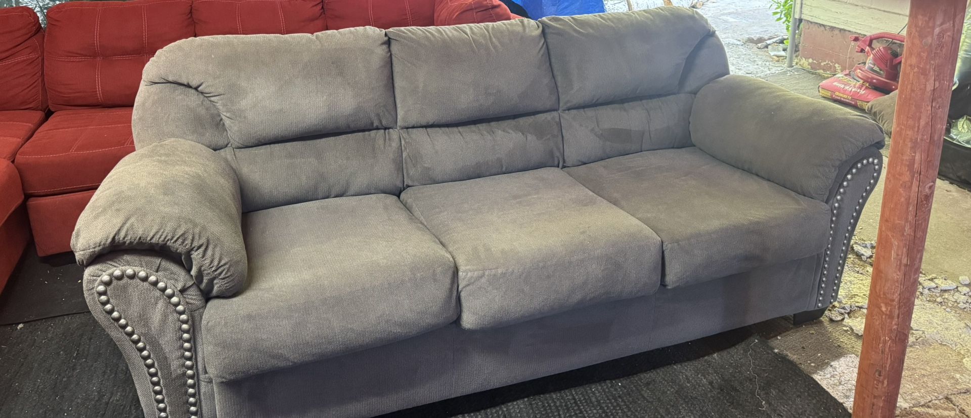 Grey couch and Ledisi with pullout bed good condition clean we sell all the time delivery $40 local.