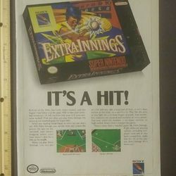 1991 Ad SNES SUPER NINTENDO EXTRA INNINGS Video Game Baseball Sony Imagesoft Its A Hit! Sports Collectible Vintage Advertisement