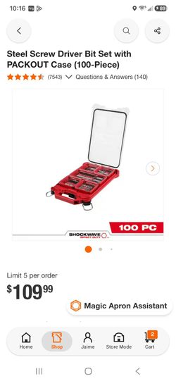 Milwaukee screw driver bit set with packout