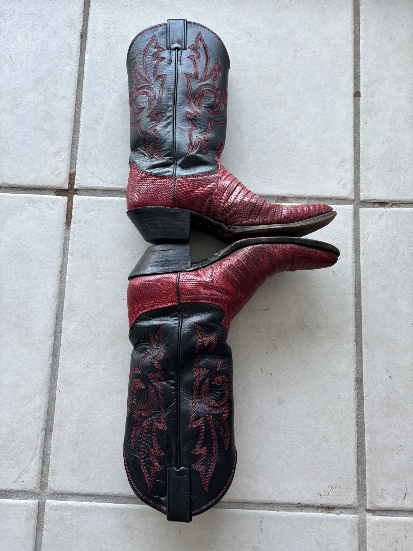 Red Alligator Justin Cowgirl Boots Vintage 