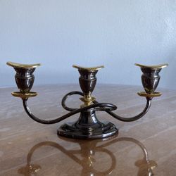 Silver/chrome/gold candelabra, candle holder