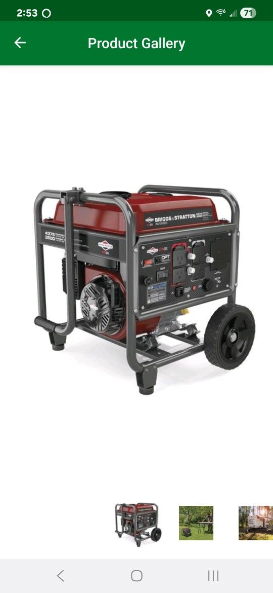Briggs And Stratton 3500 Running/4375 Starting Watt Generator