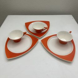 Vintage MCM Atomic Space Age Plates Tea Coffee Cups Saucers Tableware Dinnerware Set