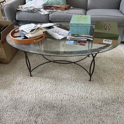 Glass Coffee Table Iron Body 