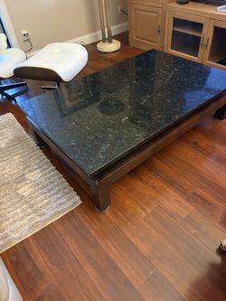 Sofa and end table and granite coffee table and dining room table