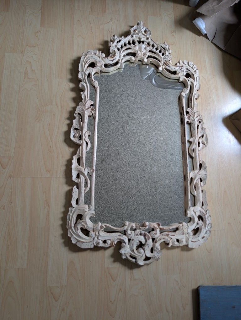 Antique Ornate Wood Frame Mirror