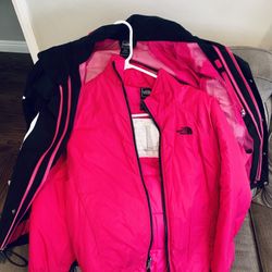 The North Face Girls 3 in 1 Jacket Tri-climate Triclimate Kira Pink Black White Authentic Puffer Snow Rain