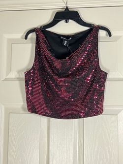 Sincerely Jules Red Sequin Crop Tank Top sz S new