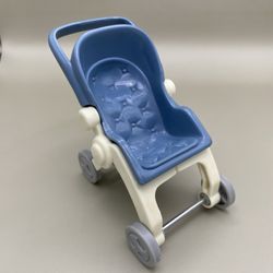 Vintage Fisher Price Loving Family Dollhouse Nursery Baby Doll Folding Stroller   