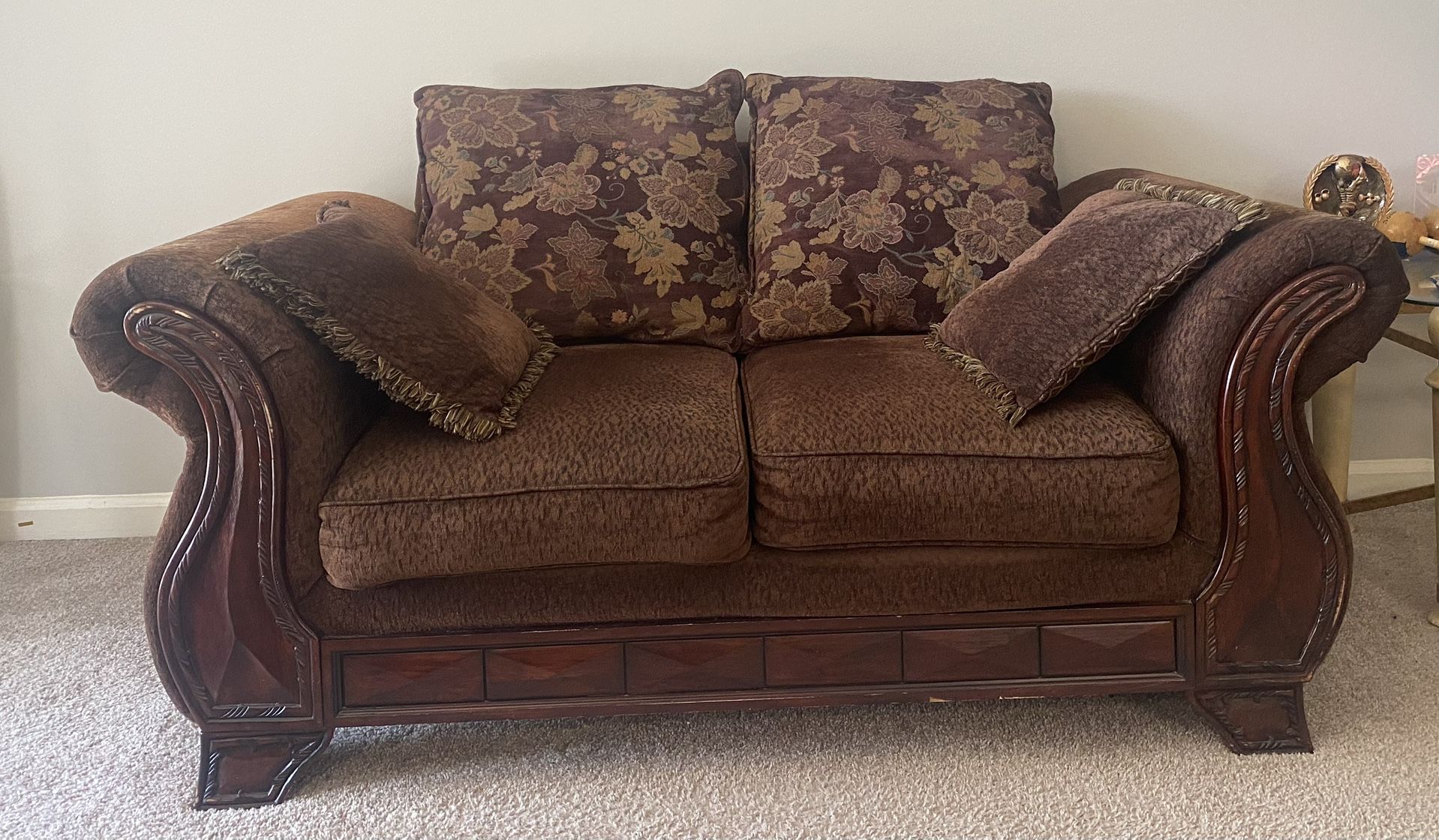 Reddish Brown Couch And Loveseat