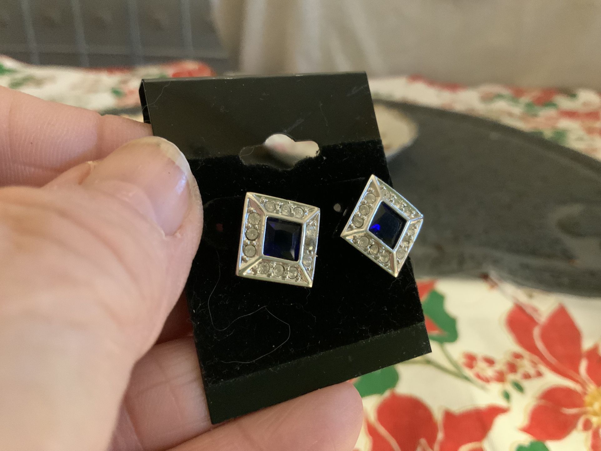 Emerald And Diamond Sterling Earrings