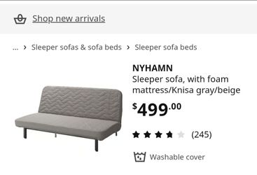 IKEA futon (NYHAMN) with topper, barely used