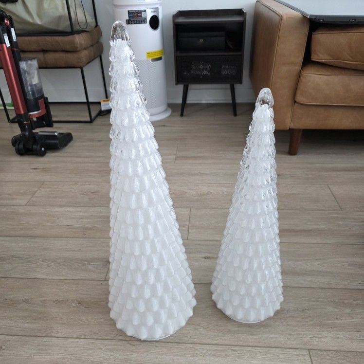 LED Glass Holiday Trees, Set of 2
