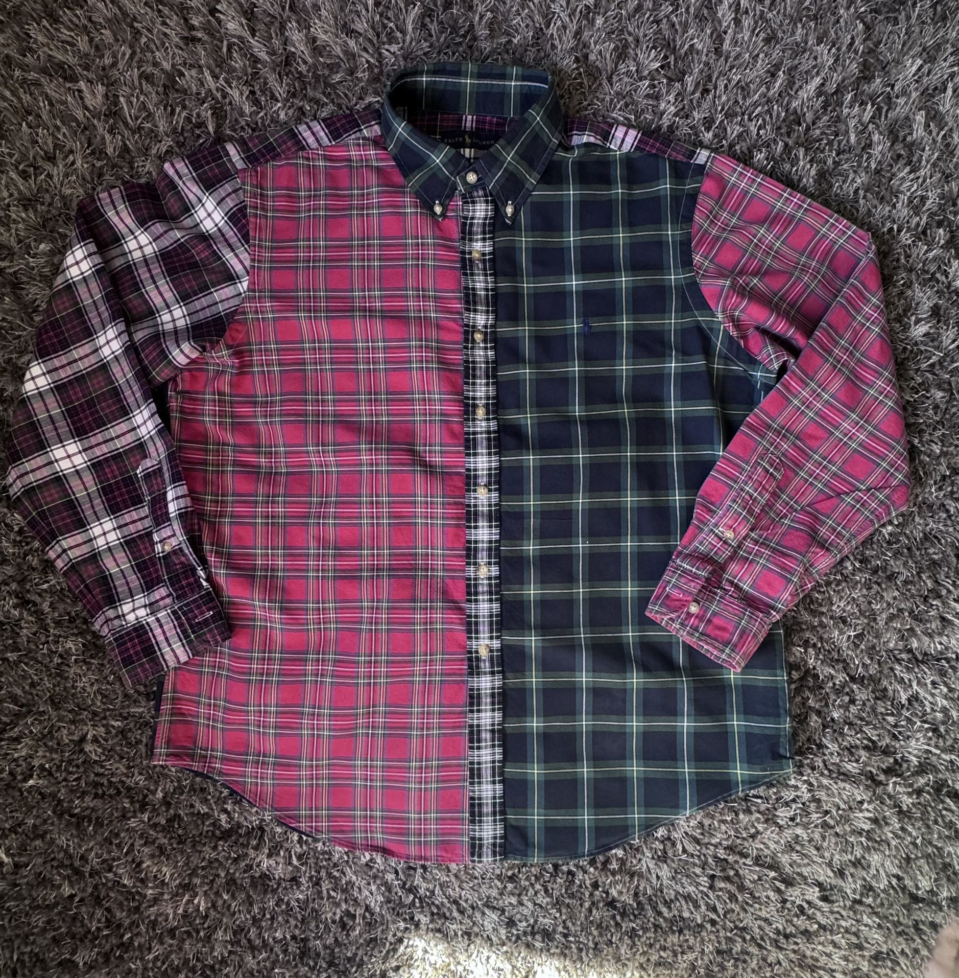 Vintage Ralph Lauren Shirt Mens XL Multi Pattern Plaid Button Up Cotton