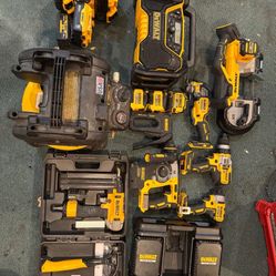 DeWalt 20V MAX Tool Bundle • Batteries • Charger • Radio • Compressor
