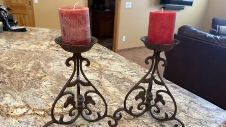 Wrought Iron Candle Holder w/ Candles