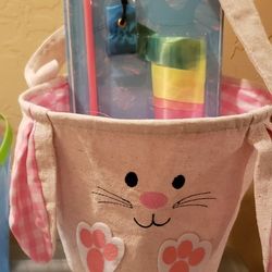 Fabric BURLAP Easter Bunny Basket