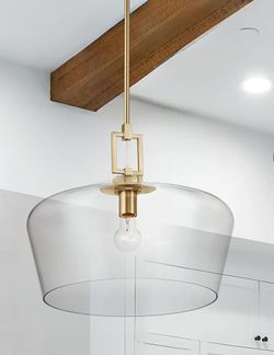 Chambers Pendant Light Brushed Gold Clear Glass