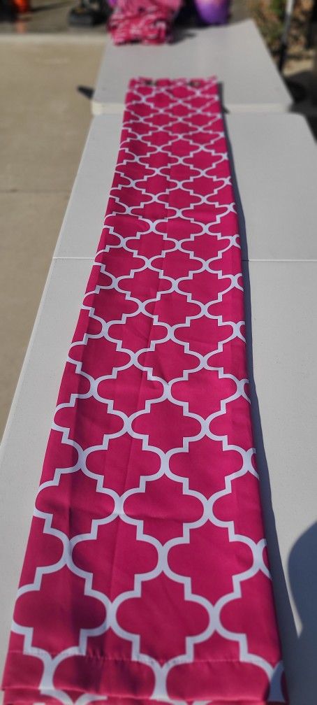 Pink and White Blackout Curtains 52x84 (2 Panels)