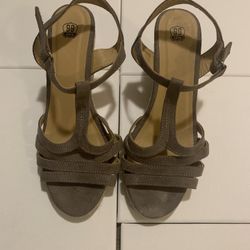 Route 66 Taupe Wedge Sandals Size 8