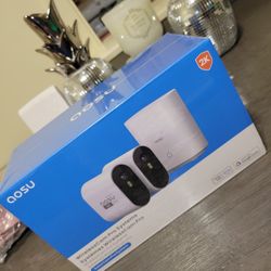 AOSU Cámara de seguridad inalámbrica, exterior, visión nocturna HD 2K, sin suscripción, batería de 240 días, visión amplia de 166°, foco y alarma de s