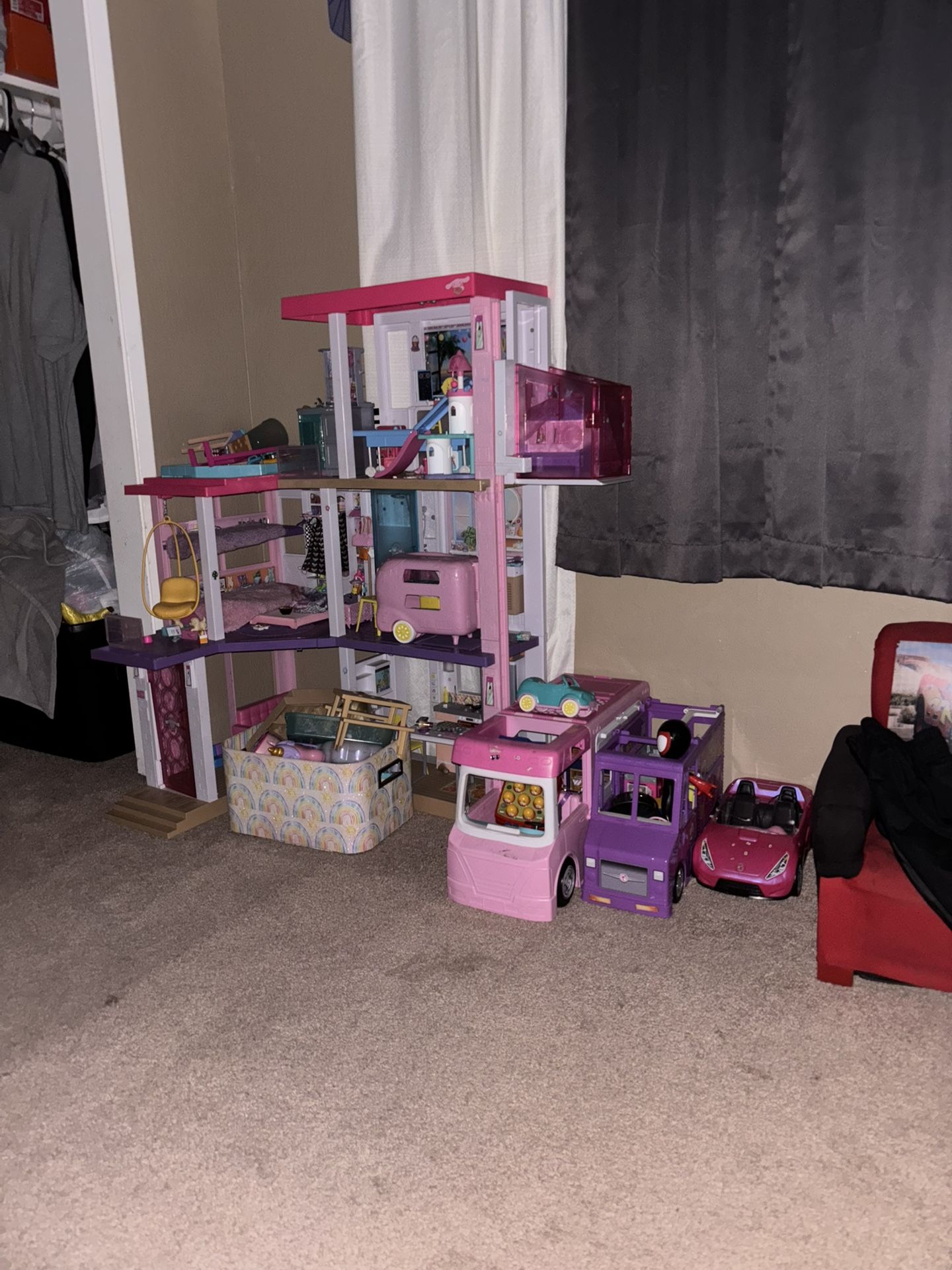 Barbie Dream House+rv+bus+car