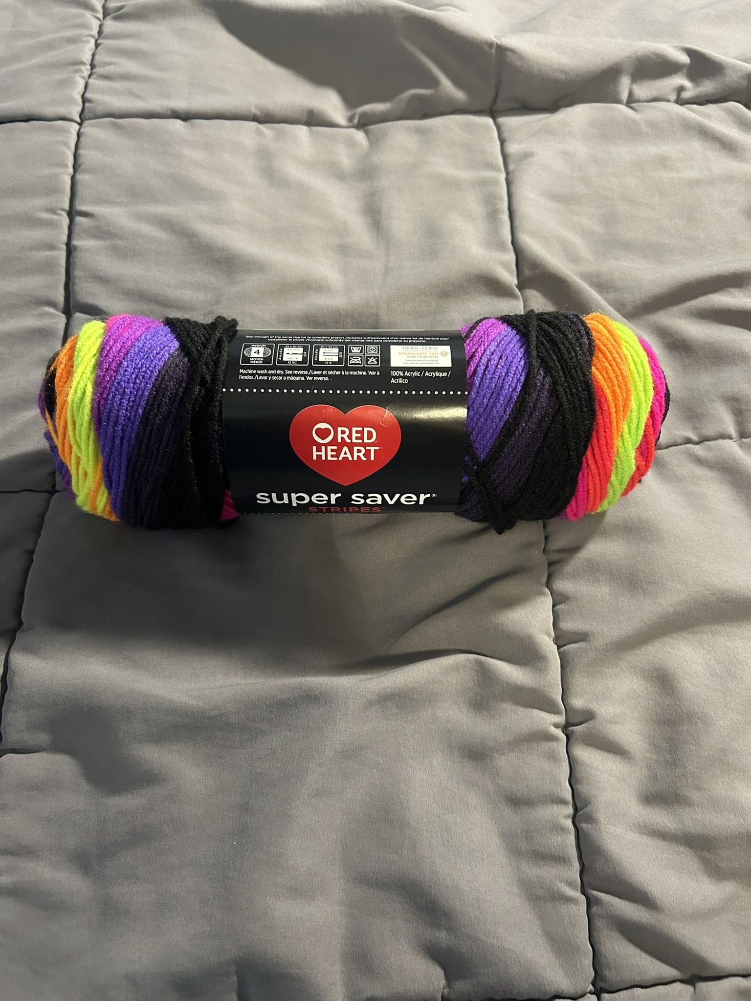 Red Heart Super Saver Bitty Stripes 236 Yards / 218m Yarn Bright Acrylic NEW