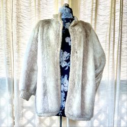 1980s Vintage D' ESPRIT Dubrowsky Perlbinder Faux Fur Wool Coat Womens Sz M