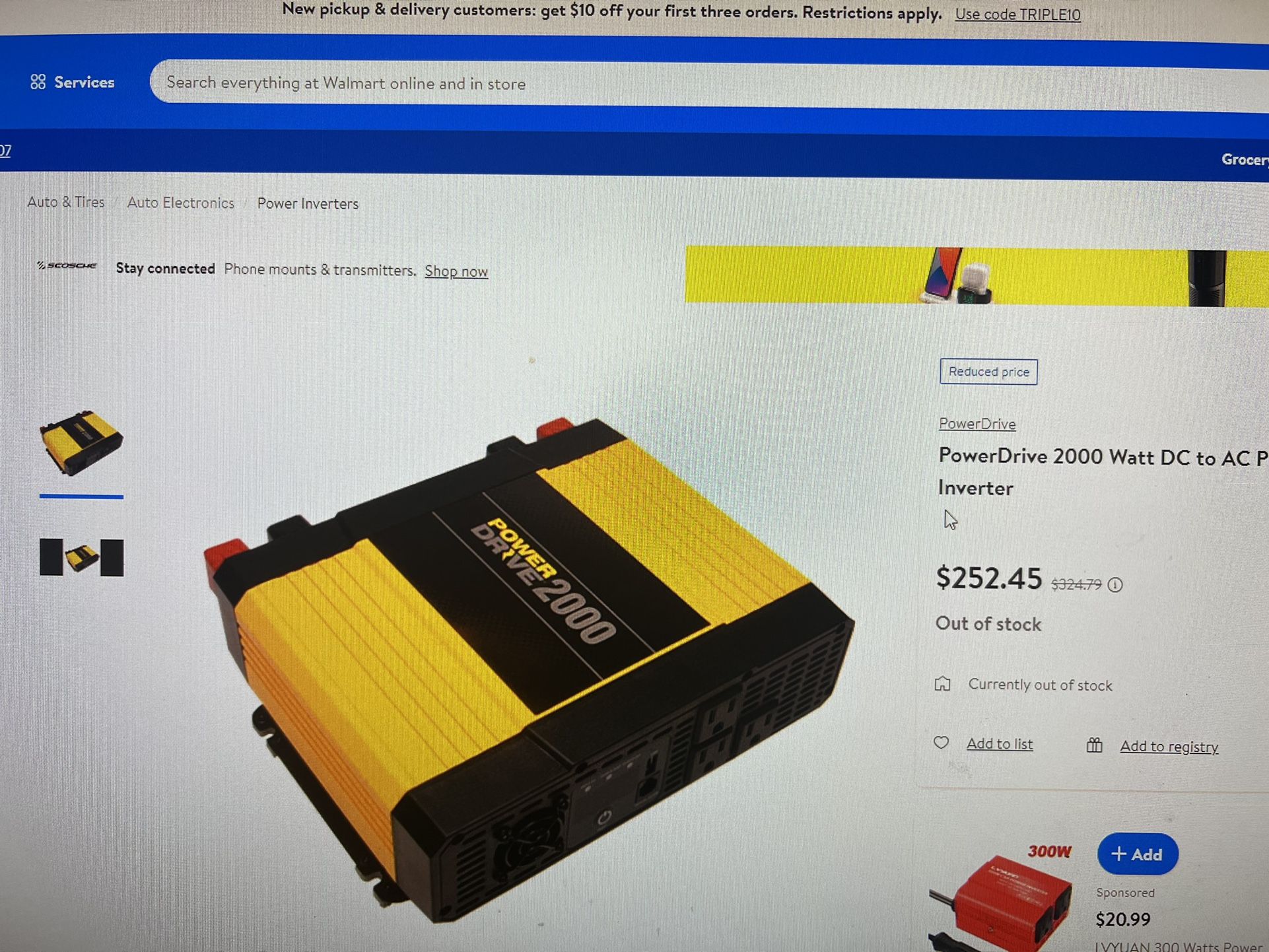 Power drive 2000 Watt DC To aC Inverter Great For Camping Or Otr Trucking