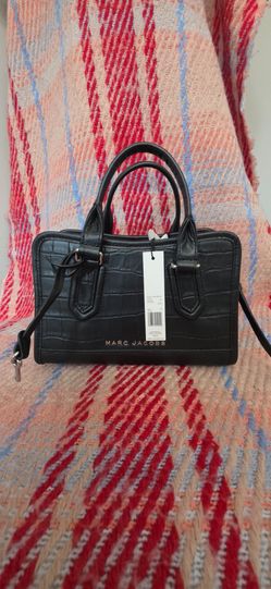 Marc Jacobs Black Croc-Embossed Mini Satchel