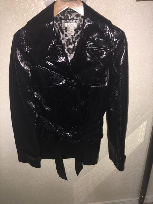 CACHE BKACK PATENT LEATHER JACKET SIZE 6