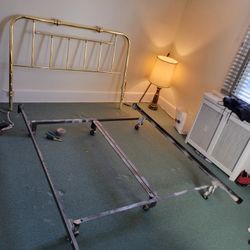 Brass Colored Head Board And Queen Bedframe