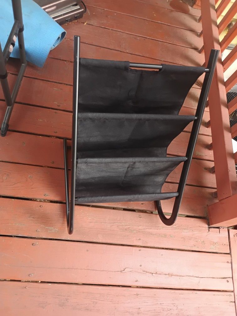 Mid Century Vintage Metal Canvas Cloth Magazine Record LP Rack Holder
