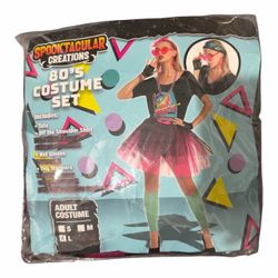 80’s Kit Adult Women’s Halloween Costume. Size Large (New) *TuTu Skirt *Shirt *Net Gloves *Leg Warmers.