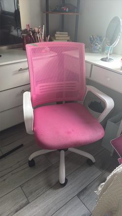 Pink Mesh Office Chair with White Frame