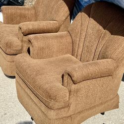 Brown Swivel Rocker Chairs